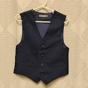 Van Heusen Boys Navy Blue Vest Button Down Faux Pockets Size 4 Kids